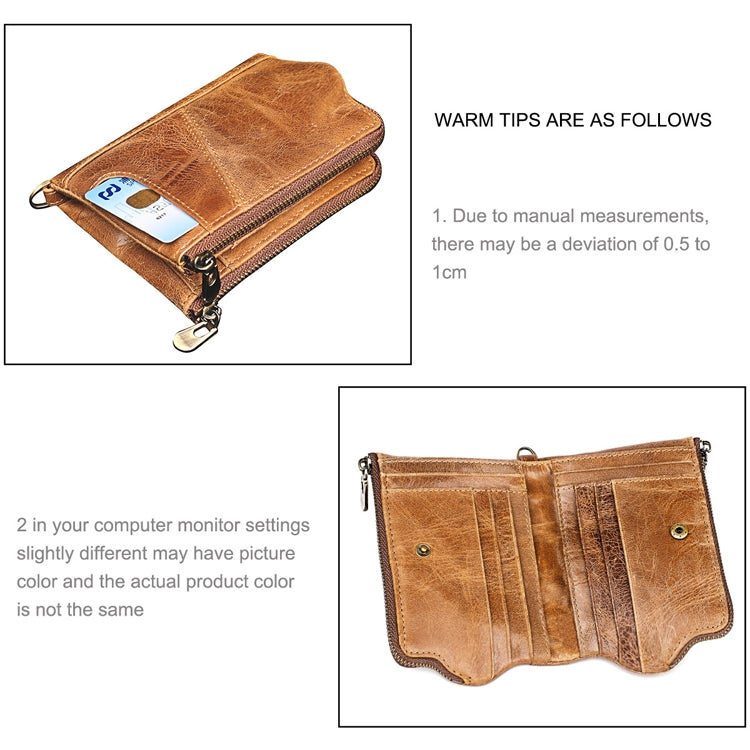 LT3533 Long Crazy Horse Texture Cowhide Leather Folding Anti-magnetic RFID Wallet Clutch Bag for Men, with Card Slots & Shoulder Strap