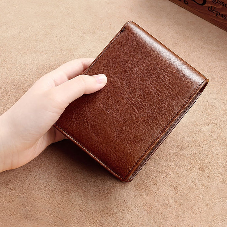 8016 Retro Cowhide Leather Multiple Card Slots Wallet for Men, with Removable Card Holder