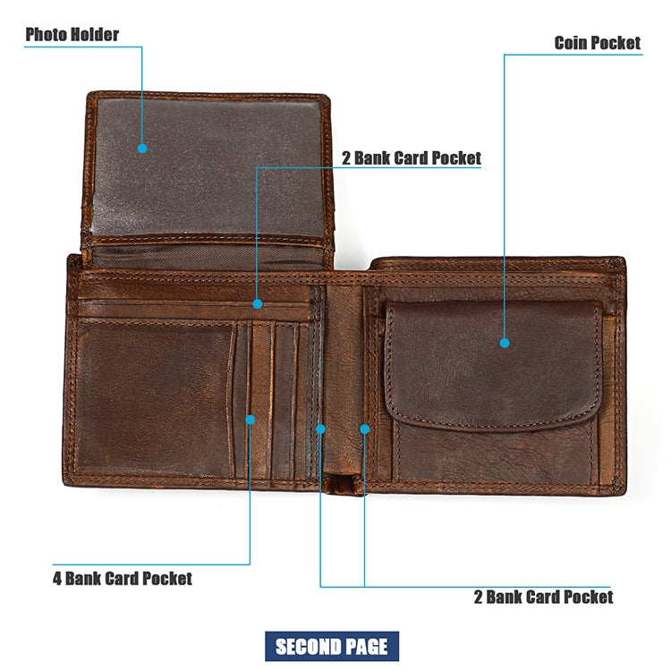 8020 Horizontal Retro Crazy Horse Texture Leather Anti-magnetic RFID Wallet Clutch Bag for Men, with Card Slots