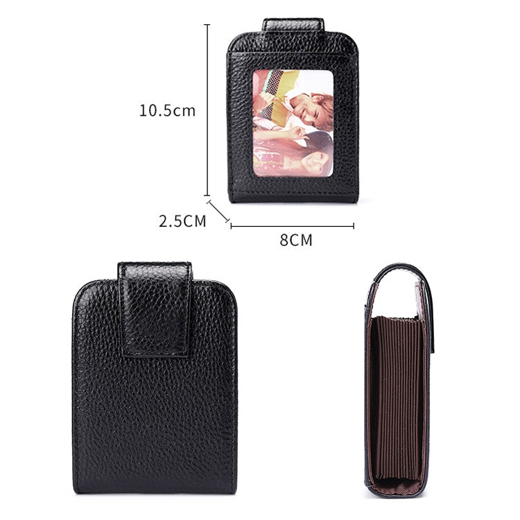 KB189 Vertical Cowhide Leather Organ Shape Multiple Card Slots Anti-magnetic RFID Wallet for Ladies, with Transparent Window
