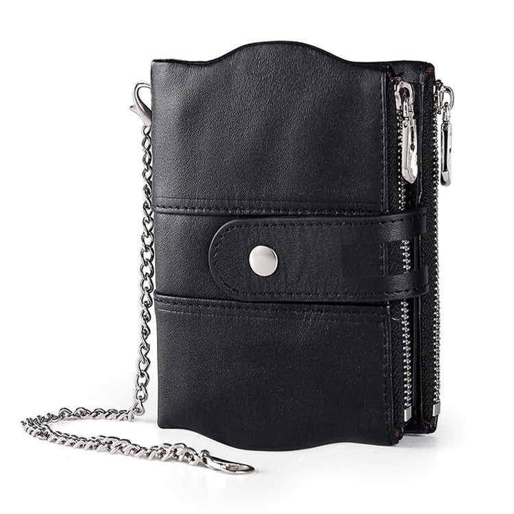 LT3539 Cowhide Leather Zipper Buckle Anti-magnetic RFID Wallet Clutch Bag for Men, with Card Slots & Shoulder Strap