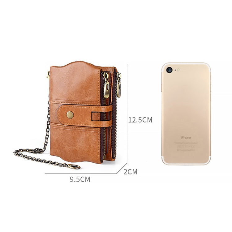 LT3539 Cowhide Leather Zipper Buckle Anti-magnetic RFID Wallet Clutch Bag for Men, with Card Slots & Shoulder Strap