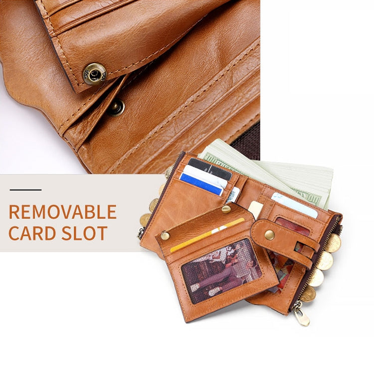 LT3539 Cowhide Leather Zipper Buckle Anti-magnetic RFID Wallet Clutch Bag for Men, with Card Slots & Shoulder Strap