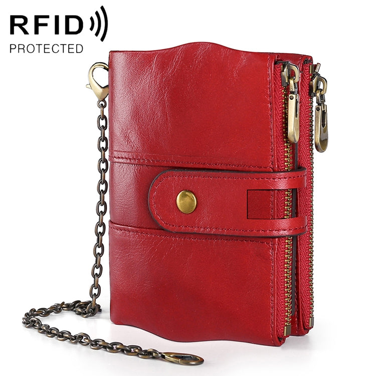 LT3539 Cowhide Leather Zipper Buckle Anti-magnetic RFID Wallet Clutch Bag for Men, with Card Slots & Shoulder Strap