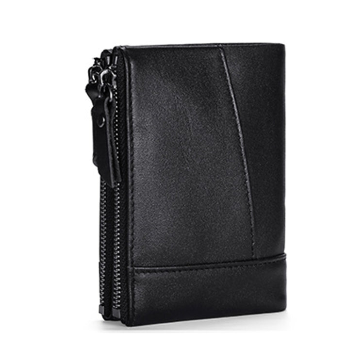 TP-196 Multi-functional Retro Cowhide Leather Multiple Card Slots Dual zipper RFID Wallet