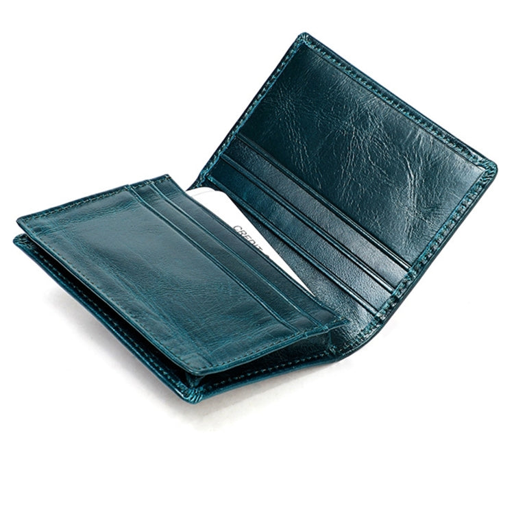 KB86 Genuine Cowhide Leather Solid Color Card Holder Wallet RFID Blocking Coin Purse Card Bag Protect Case with 5 Card Slots & Photo Frame & Business Card Position, Size: 10.6*7.6*1.8 cm