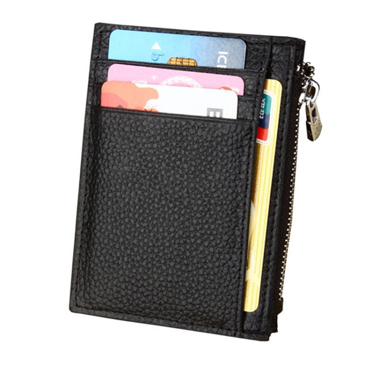 Cowhide Leather Solid Color Zipper Card Holder Wallet RFID Blocking Coin Purse Card Bag Protect Case, Size: 11*8*1.5cm
