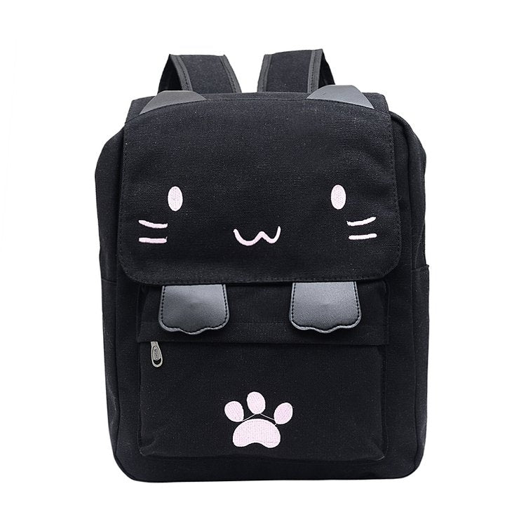 Cat Shape Leisure Fashion Canvas Double Shoulders Bag Backpack