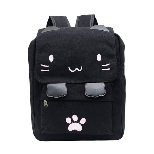 Cat Shape Leisure Fashion Canvas Double Shoulders Bag Backpack