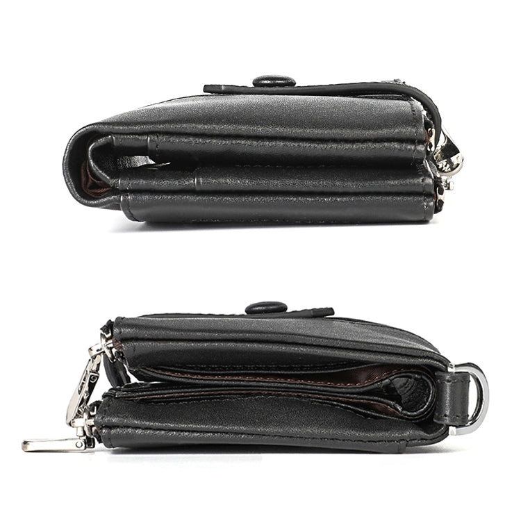 3529 Retro Crazy Horse Texture Double Zipper Anti-magnetic RFID Wallet for Man with Card Slots