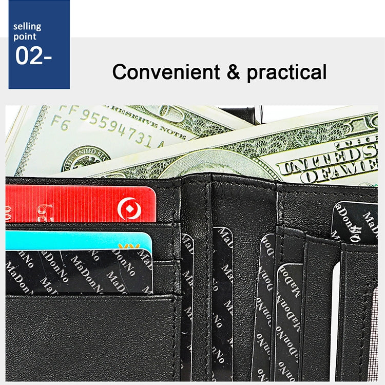 LT3529 Retro Crazy Horse Texture Double Zipper Anti-magnetic RFID Chain Wallet with Card Slots