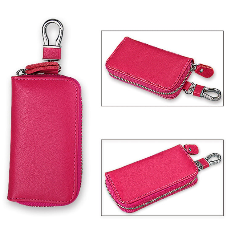 9092 Business Style Multifunctional Genuine Leather Zipper Car Key Bag