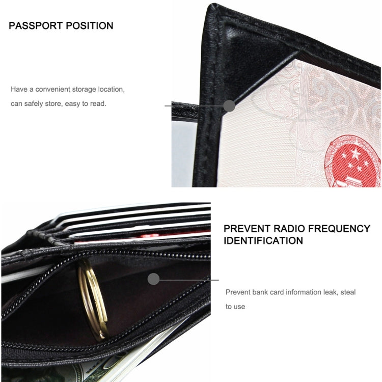 Antimagnet RFID Genuine Leather Wallet / Passport Package / Cowhide Card Slot for man