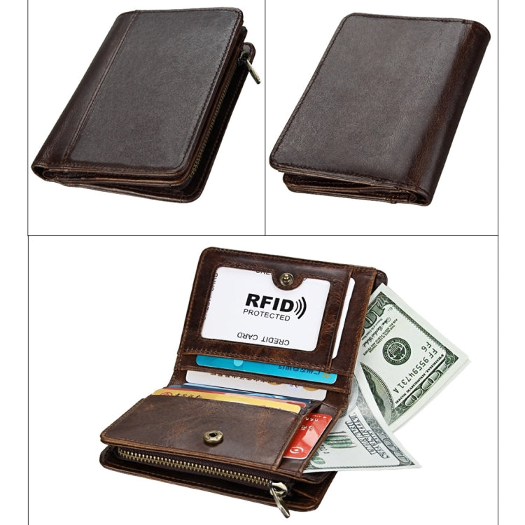 8231 Antimagnetic RFID Men Fashion Crazy Horse Textyure Genuine Leather Wallet Card Bag