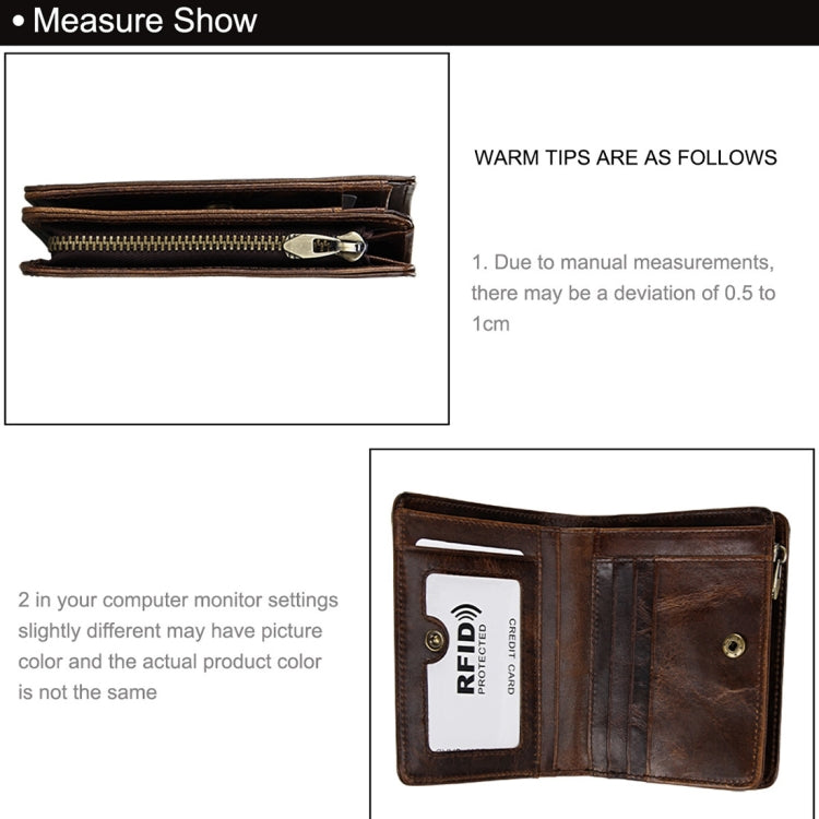 8231 Antimagnetic RFID Men Fashion Crazy Horse Textyure Genuine Leather Wallet Card Bag