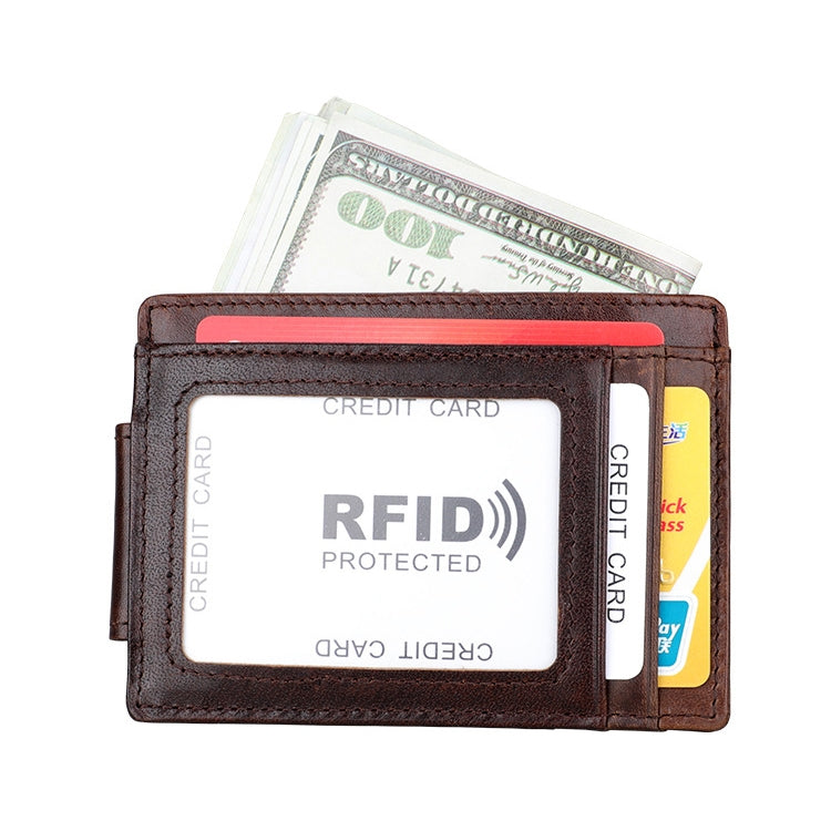 KB80 Antimagnetic RFID Crazy Horse Texture Oil Wax Leather Card Holder Wallet Billfold for Men and Women