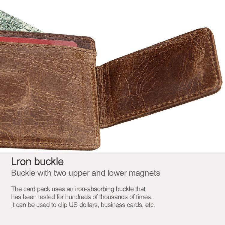 KB80 Antimagnetic RFID Crazy Horse Texture Oil Wax Leather Card Holder Wallet Billfold for Men and Women