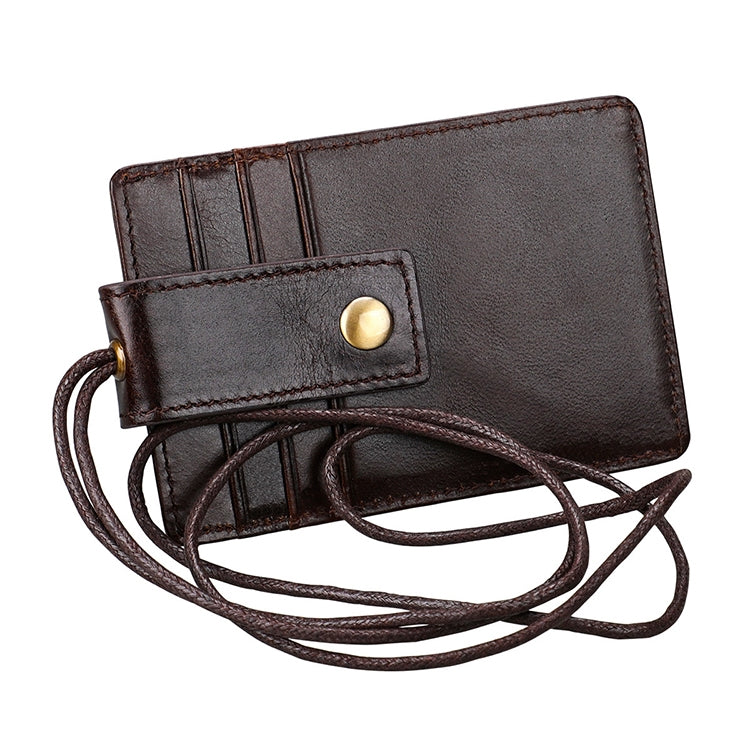 KB153 Antimagnetic RFID Leather Card Holder ID Card Badge with Lanyard