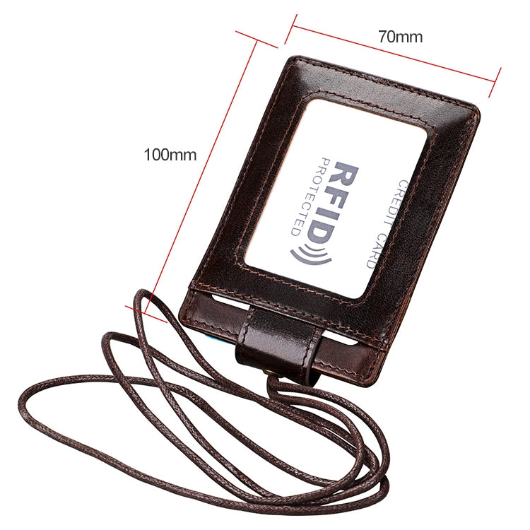 KB153 Antimagnetic RFID Leather Card Holder ID Card Badge with Lanyard