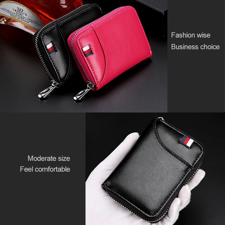KB155 Antimagnetic RFID Zipper Leather Large-capacity Cards Holder Wallet