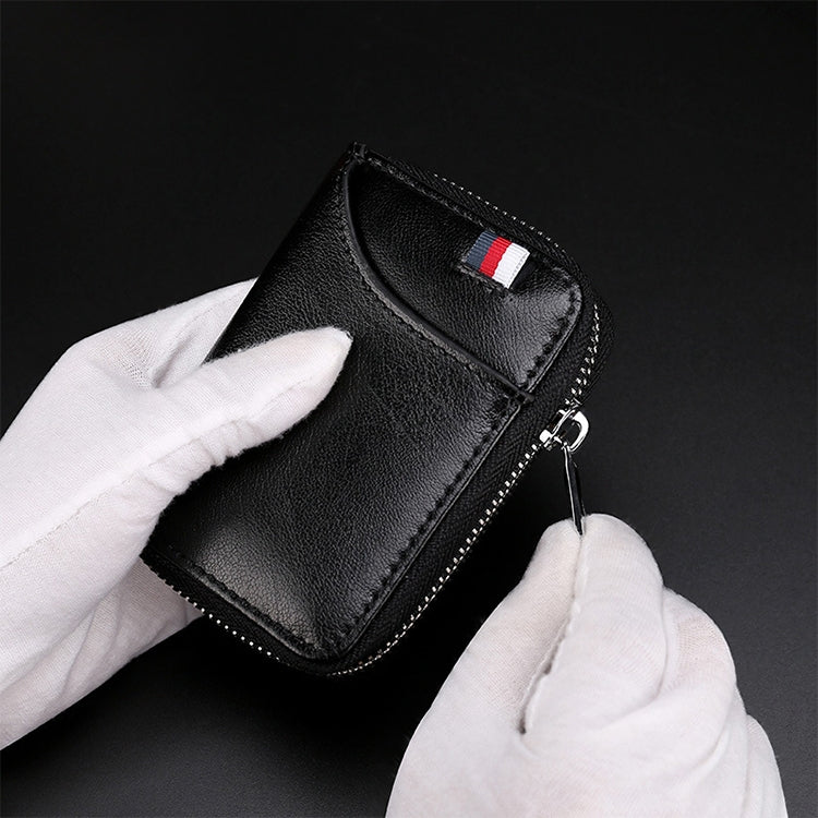 KB155 Antimagnetic RFID Zipper Leather Large-capacity Cards Holder Wallet
