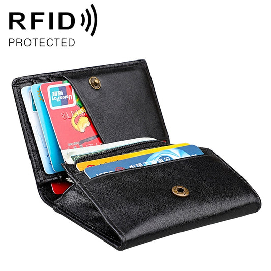 KB171 Antimagnetic RFID Crazy Horse Texture Leather Card Holder Wallet for Men and Women