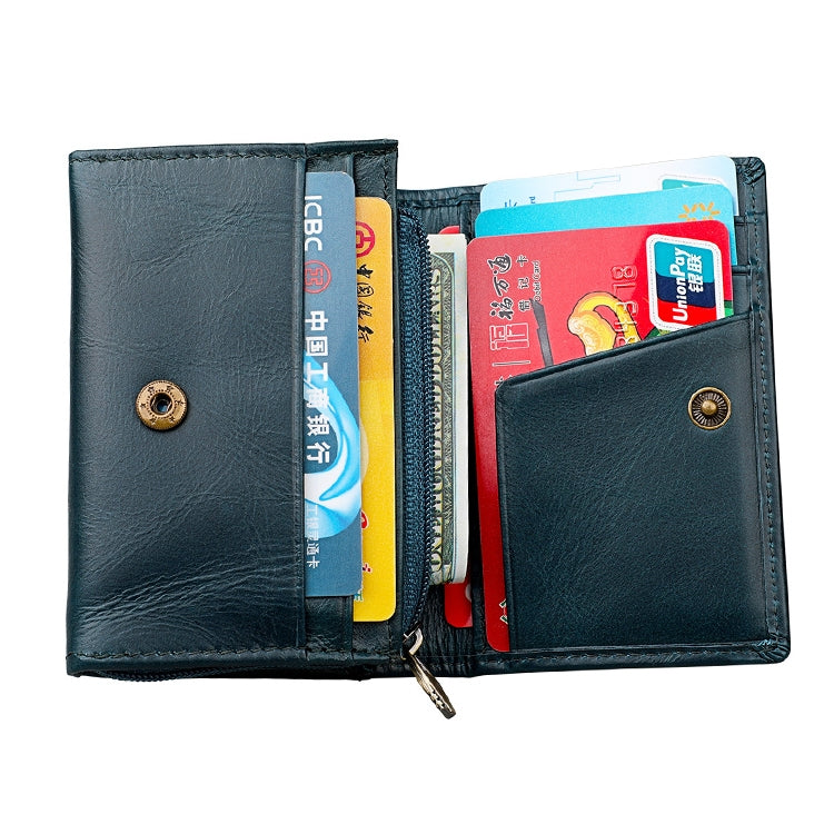 KB171 Antimagnetic RFID Crazy Horse Texture Leather Card Holder Wallet for Men and Women