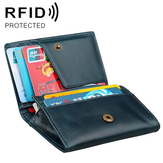 KB171 Antimagnetic RFID Crazy Horse Texture Leather Card Holder Wallet for Men and Women