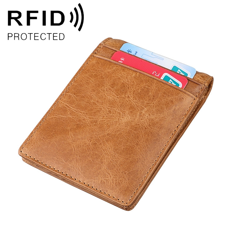 9037 Antimagnetic RFID Crazy Horse Texture Leather Wallet Billfold for Men and Women