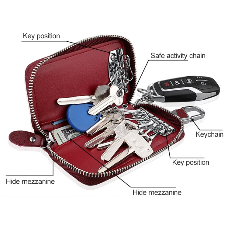 9101 Multi-function Waist Hanging Oil Wax Leather Zipper Wallet Keys Holder Bag