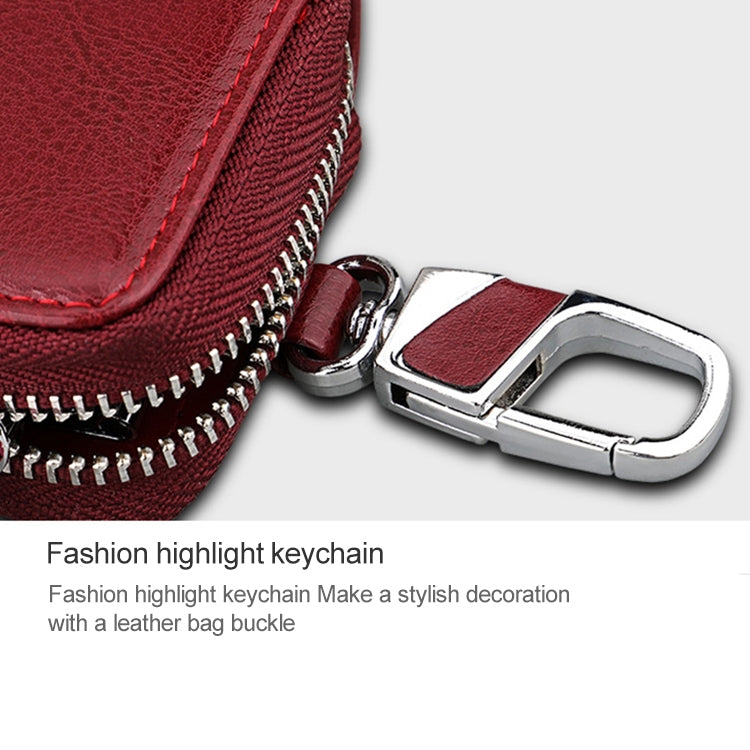 9101 Multi-function Waist Hanging Oil Wax Leather Zipper Wallet Keys Holder Bag