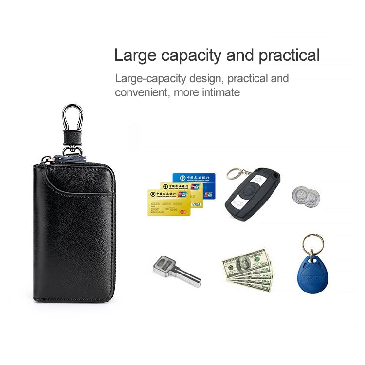 9105 Waist Hanging Large-capacity Zipper Leather Keys Holder Bag Multi-function Wallet