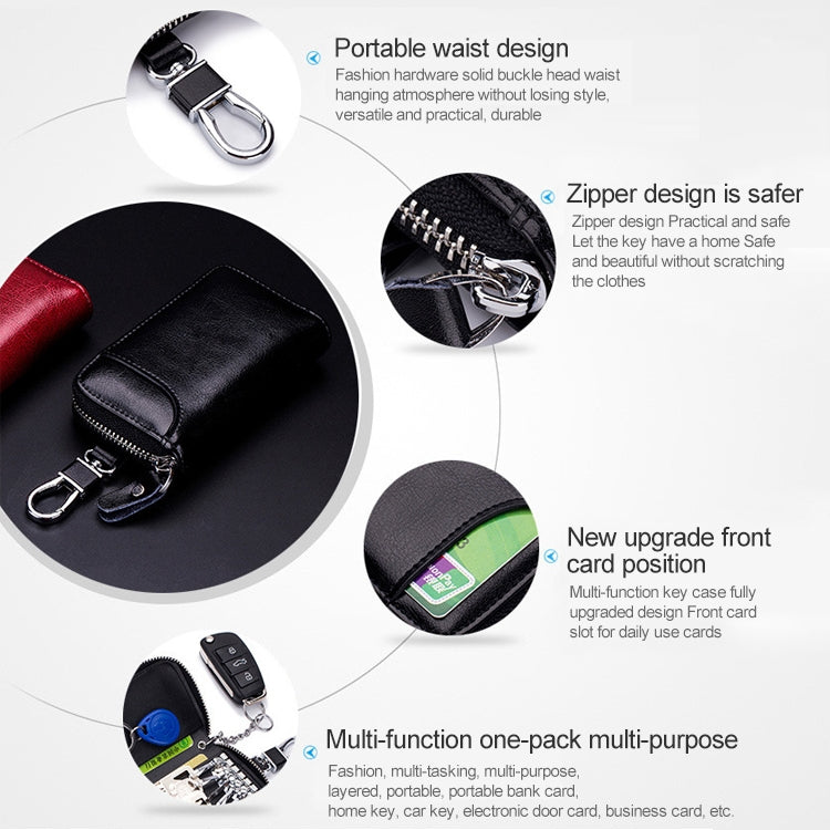 9105 Waist Hanging Large-capacity Zipper Leather Keys Holder Bag Multi-function Wallet