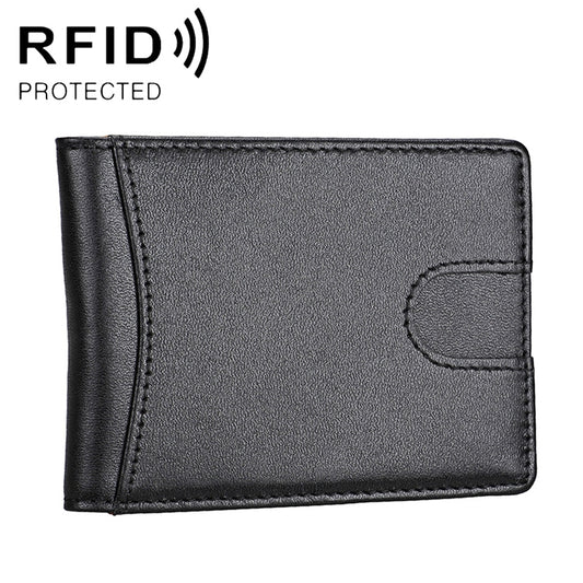 9601 Antimagnetic RFID Mini Crazy Horse Texture Leather Wallet Billfold