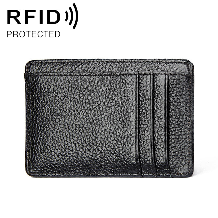 KB37 Antimagnetic RFID Litchi Texture Leather Card Holder Wallet Billfold for Men and Women