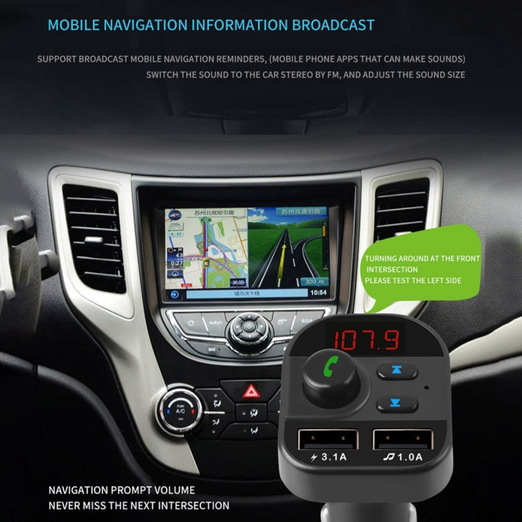 805E Dual USB Charging Bluetooth FM Transmitter MP3 Music Player Car Kit, Support Hands-Free Call  & Read TF Card / U Disk Music
