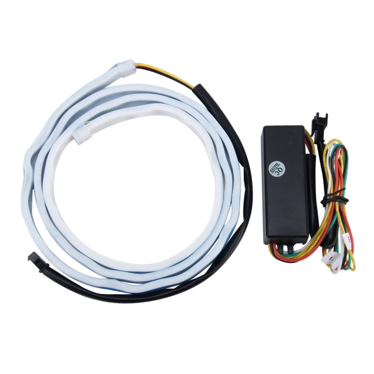 1.5m Car Auto Waterproof Universal Four Color Rear Flowing Light Tail Box Lights with Tail Light Controller, Ice Blue Light Driving Light, White Light Reversing Light, Red Light Brake Light, Yellow Light Turn Signal Light, LED Lamp Strip Tail Decoration