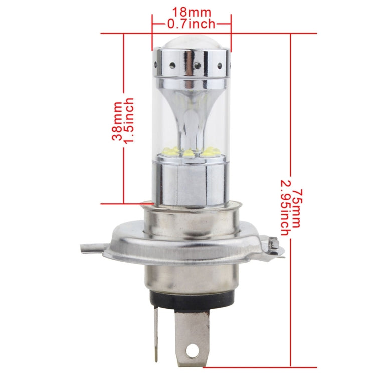 2 PCS H4 60W 1200 LM 6000K Car Fog Lights with 12 CREE XB-D LED Lamps, DC 12V