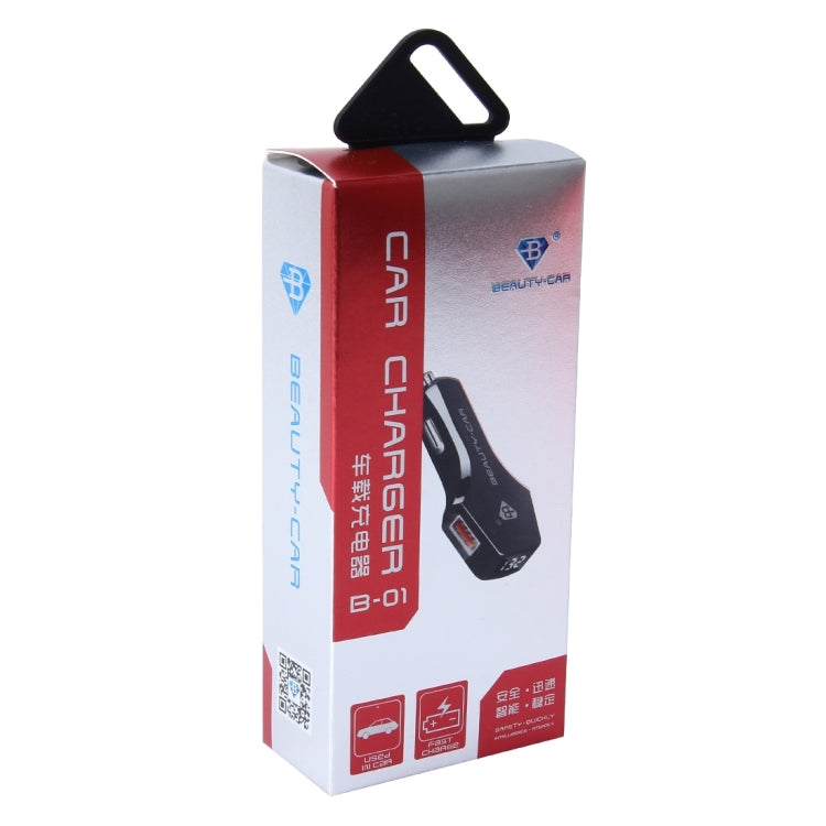 BEAUTY-CAR B-01 4.2A Dual USB Port Raid Car Charger Adapter with LED Display, Input Voltage/Output Voltage: DC 10-30V/ DC 5V