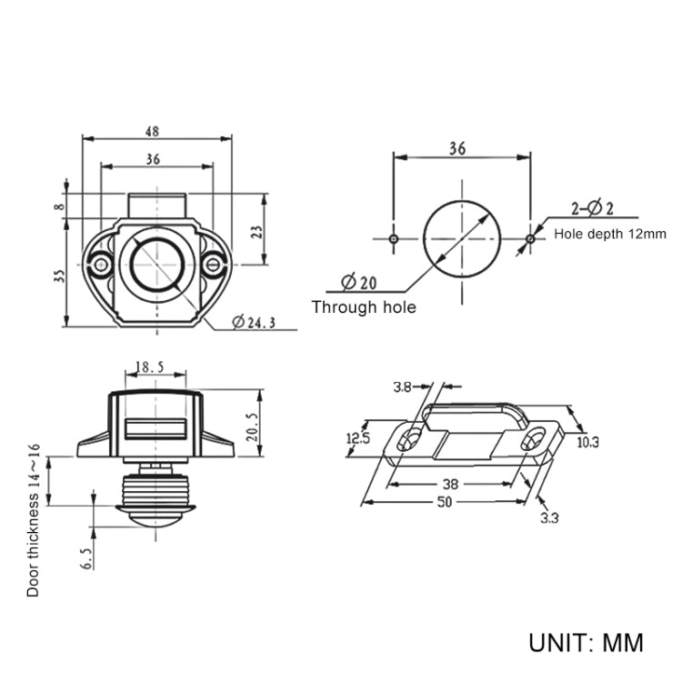 Press Type Drawer Cabinet Catch Latch Release Cupboard Door Stop Drawer Cabinet Locker for RV / Yacht / Furniture
