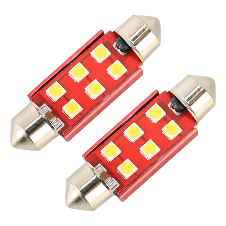 2 PCS 39mm DC12V / 2.2W / 6000K / 130LM 6LEDs SMD-3030 Car Reading Lamp