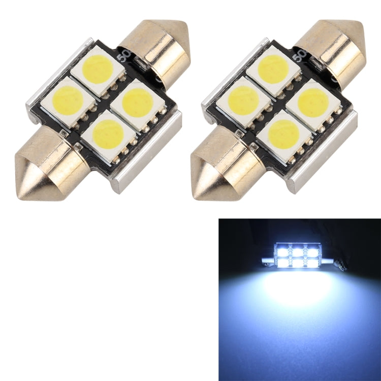 10 PCS 31mm DC12V / 2W / 7000K / 80LM 4LEDs SMD-5050 Car Reading Lamp