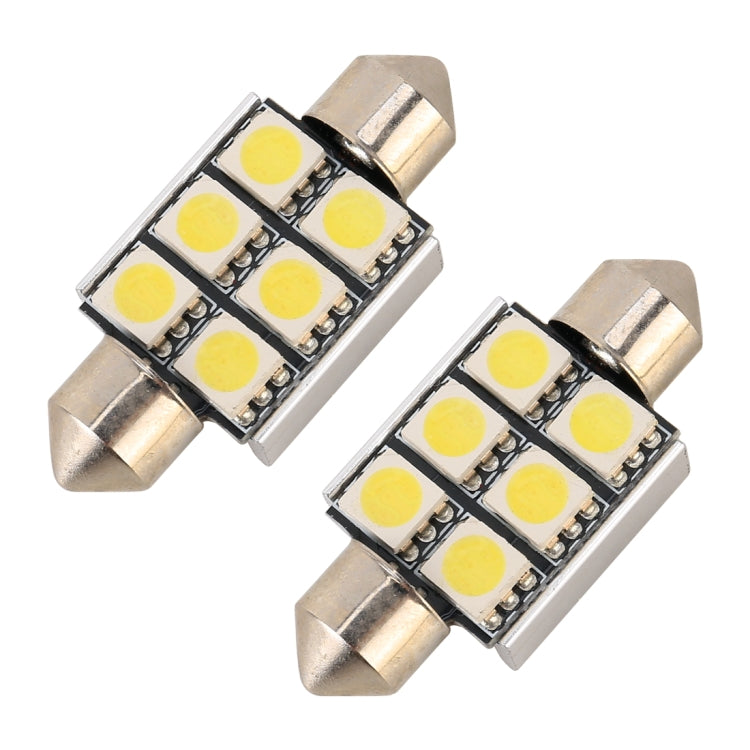 10 PCS 36mm DC12V / 2W / 7000K / 80LM 6LEDs SMD-5050 Car Reading Lamp