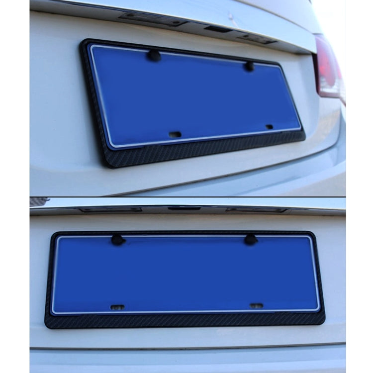 2 PCS Car License Plate Carbon Fiber Bracket Frame Holder Stand Mount(Black)