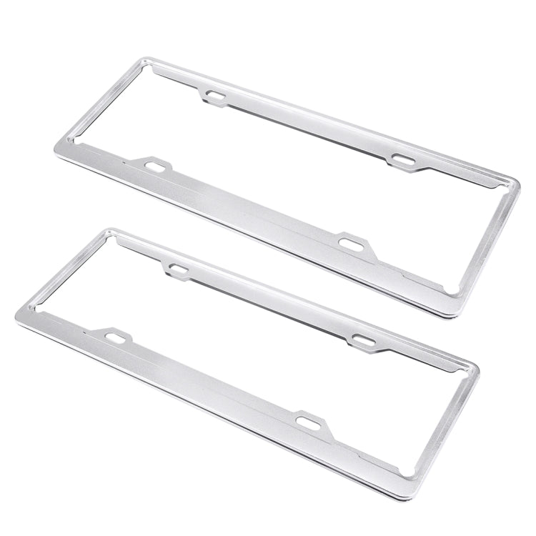 2 PCS Car License Plate Aerospace Aluminum Bracket Frame Holder Stand Mount(Silver)
