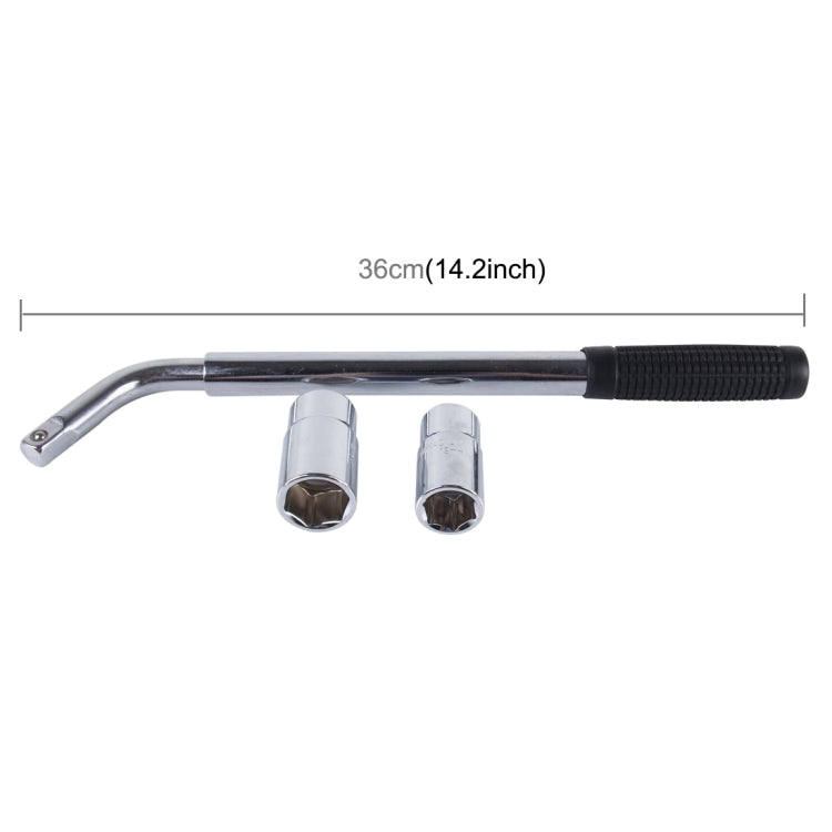 Telescoping Wheel Lug Wrench with Reversible 17mm & 19mm, 21mm & 23mm Socket Adapters And Extended Nonslip Handle from 14.4 inch to 20.5 inch