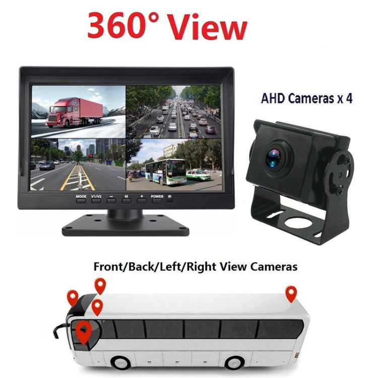 PZ612-4AHD IP67 120 Degree Car AHD 1080P 2 Megapixels 10 inch 4-Way Rearview Mirror Monitor, Night Vision Full Color, with Video Function