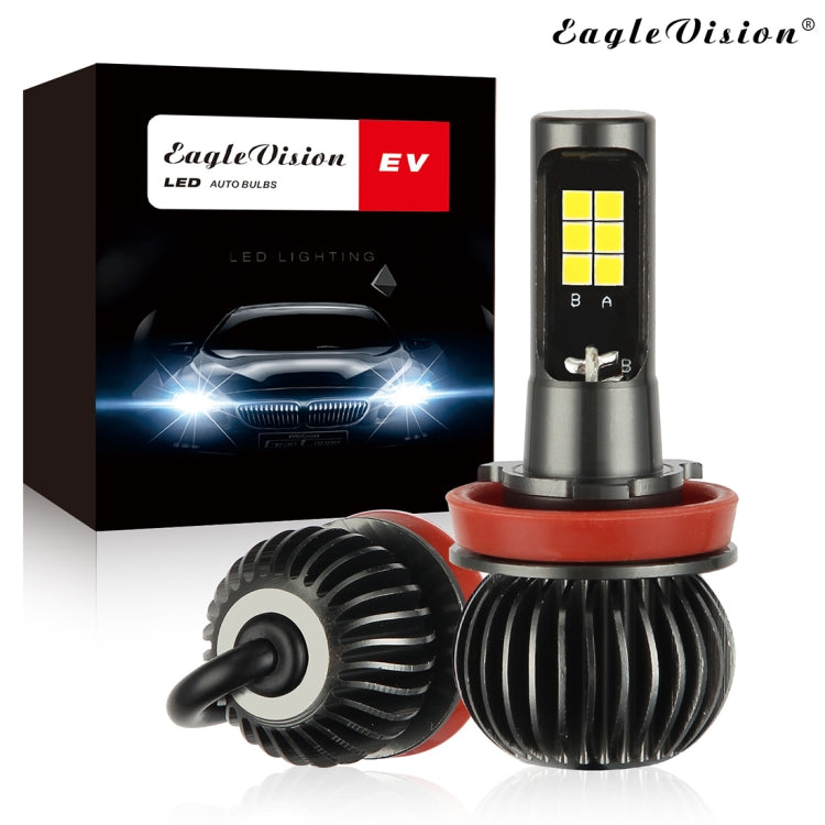 2 PCS EV15 H8 / H11 DC9-32V / 6W / IP67 Car LED Double Color Fog Light, Cold White Light + Amber Light