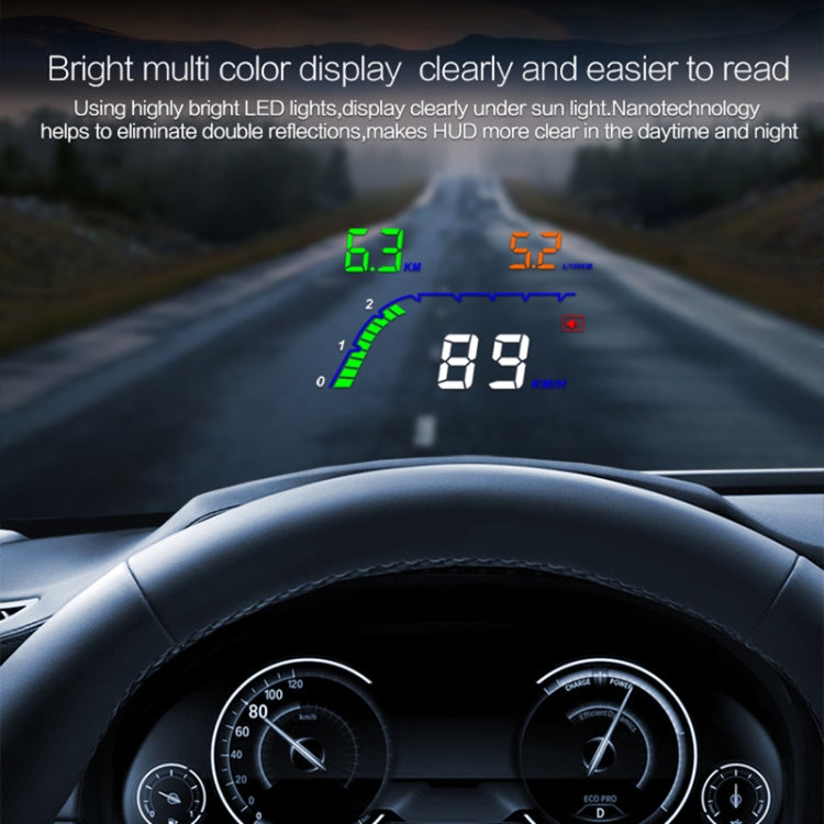 T100 OBD2 4 inch Vehicle-mounted Head Up Display Security System, Support Car Speed / Engine Revolving Speed Display / Instantaneous Fuel Consumption / Detection and Elimination Fault Code