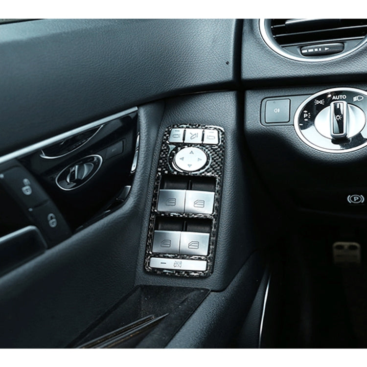 4 PCS Car Window Lift Panel Carbon Fiber Decorative Sticker for Mercedes-Benz W204 2007-2010